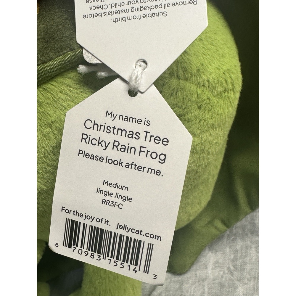 Jellycat Christmas Tree Ricky Rain Frog - NWT New w Tags - Holiday - Authentic - Picture 10 of 14